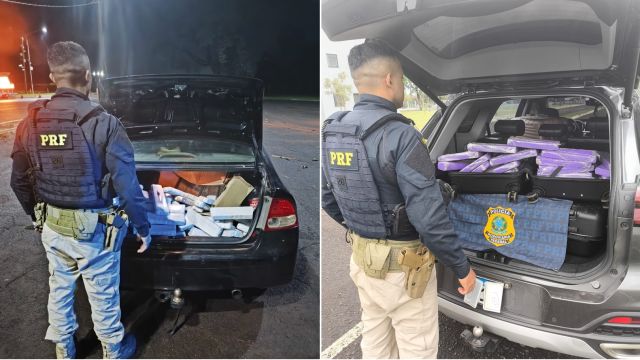 PRF apreende mais de 200 quilos de maconha em duas ações na BR-277 e prende cinco envolvidos no Paraná
