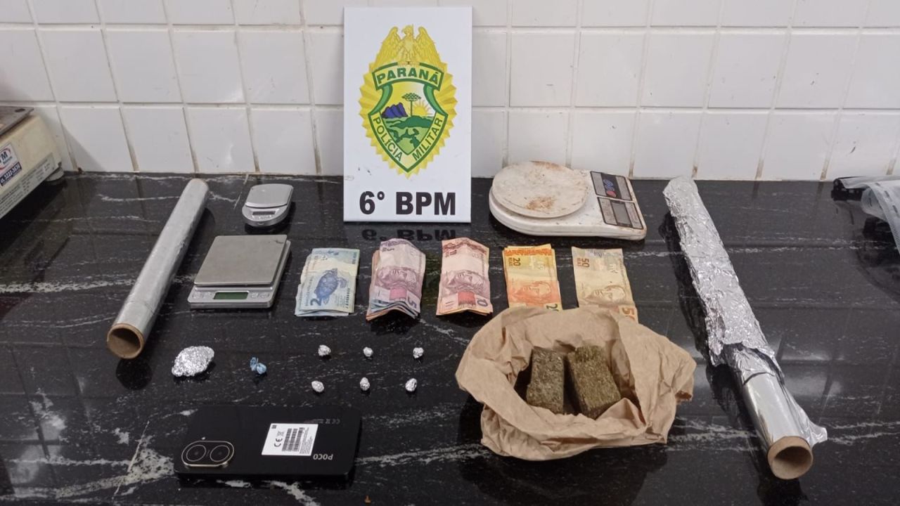 PM prende suspeito e apreende adolescente por tráfico de drogas em invasão no bairro Interlagos em Cascavel