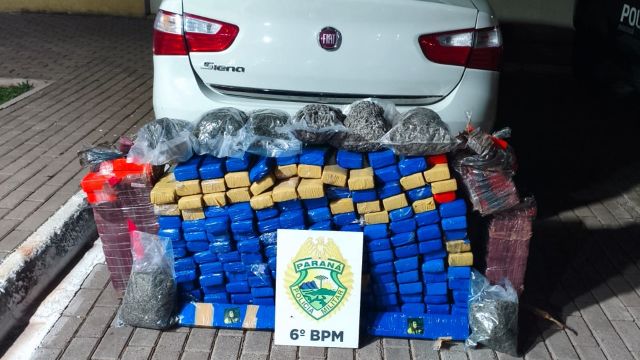 Casal é preso com mais de 207 quilos de maconha na BR-277 durante ação conjunta da PM e Polícia Federal em Cascavel