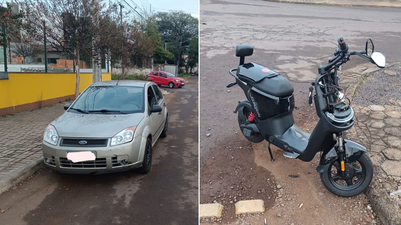 Colisão frontal entre carro e veículo elétrico deixa mulher ferida no bairro São Cristóvão, em Cascavel