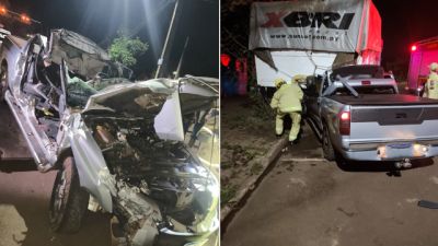 Imagem referente à notícia: Motorista é preso por embriaguez após bater caminhonete em semirreboque estacionado em Cascavel