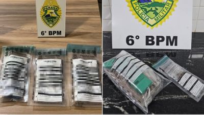 Imagem referente a notícia: Cavalaria da PM apreende quase 1 kg de maconha e prende homem de 29 anos em Cascavel