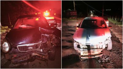 Imagem referente à notícia: Colisão frontal na PR-180 em Cafelândia deixa duas pessoas feridas e mobiliza equipes de resgate