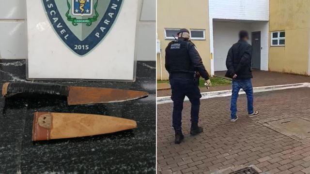 Homem é preso após ameaçar padrasto com faca e ofender a própria mãe em Cascavel
