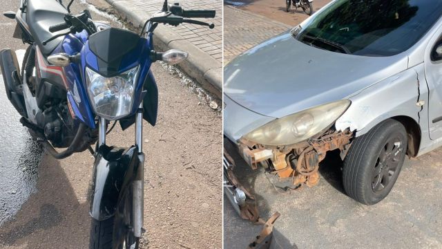 Acidente entre carro e motocicleta deixa duas pessoas feridas no bairro São Cristóvão