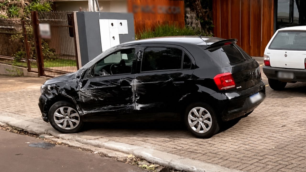 Mulher fica ferida após colisão entre carros no Bairro Neva, em Cascavel
