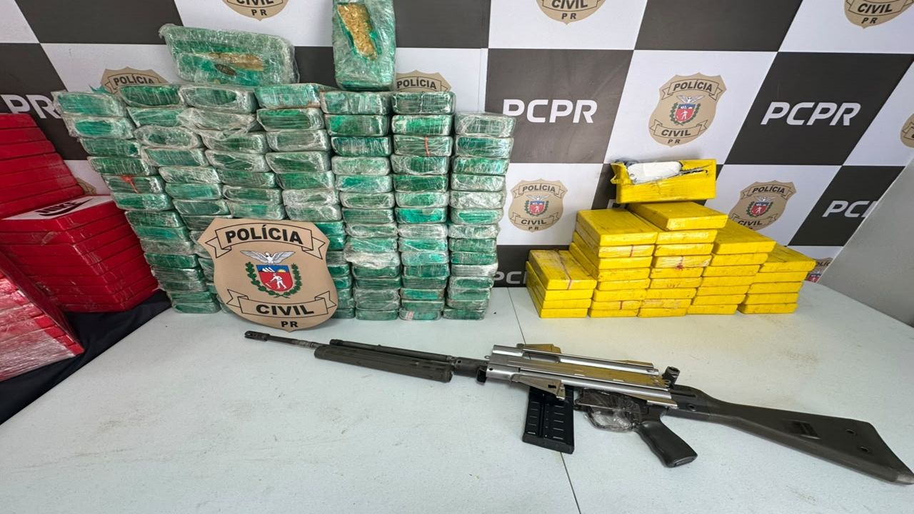Polícia Civil intercepta carga de drogas e arsenal de armas avaliadas no Paraná