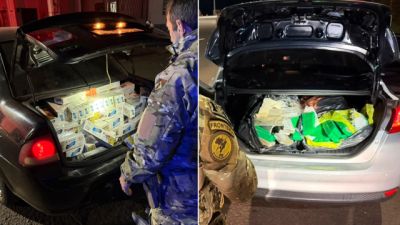 Imagem referente à notícia: PRF apreende quase 200 kg de maconha e 5 mil maços de cigarros na BR-277, em Cascavel e Santa Tereza do Oeste