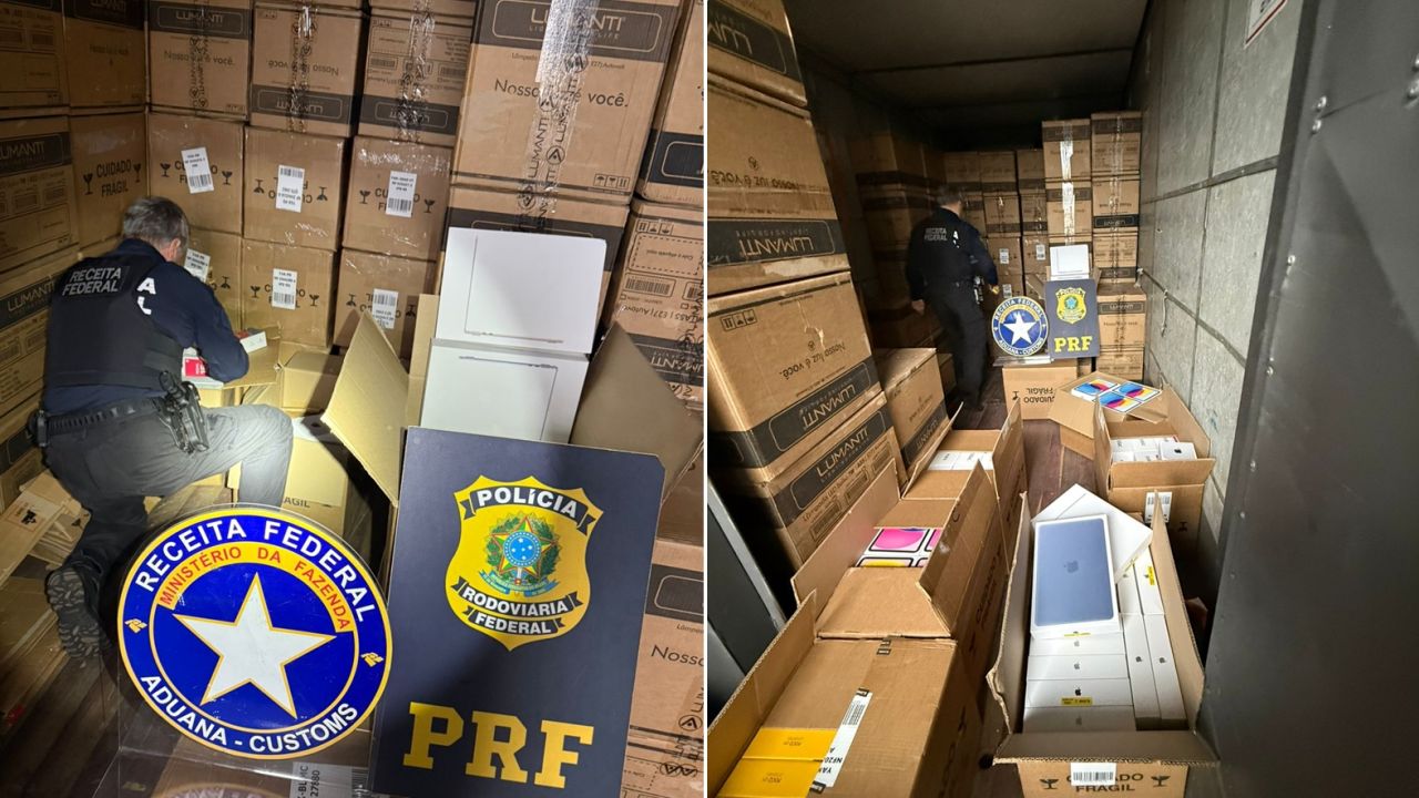 Operação da Receita Federal e PRF apreende carga milionária de mercadorias estrangeiras na BR-277 em Cascavel