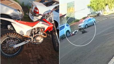 Imagem referente a notícia: Motociclista embriagado é preso após bater em dois veículos e tentar fugir da PM em Catanduvas