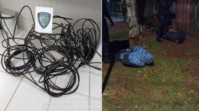 Imagem referente à notícia: Dupla é presa por furto de fios de cobre no Bairro Coqueiral, em Cascavel