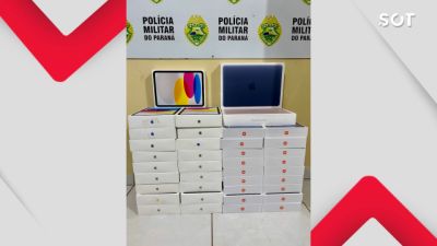 Imagem referente à notícia: Operação Protetor apreende 37 iPads e 2 MacBooks em ônibus na rodoviária de Céu Azul
