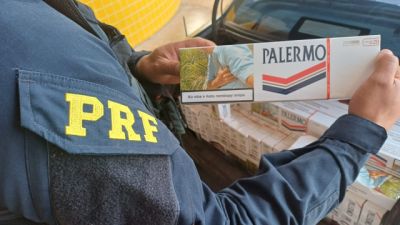 Imagem referente à notícia: PRF prende homem com 5 mil maços de cigarros contrabandeados durante jogo da seleção brasileira