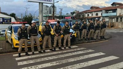 Imagem referente à notícia: Polícia Militar reforça segurança em Cascavel após jogo do Brasil com Operação Força Total