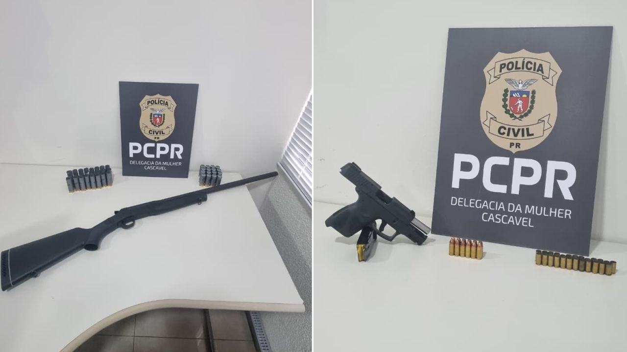 Polícia Civil apreende espingarda, pistola e munições durante Operação Mulher Segura em Cascavel