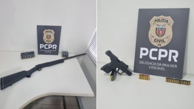 Imagem referente à notícia: Polícia Civil apreende espingarda, pistola e munições durante Operação Mulher Segura em Cascavel