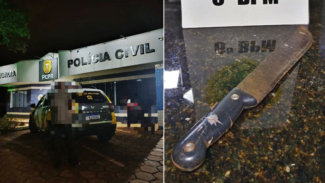 Idoso é preso após ameaçar companheira com facão e ferir enteado durante violência doméstica em Quedas do Iguaçu