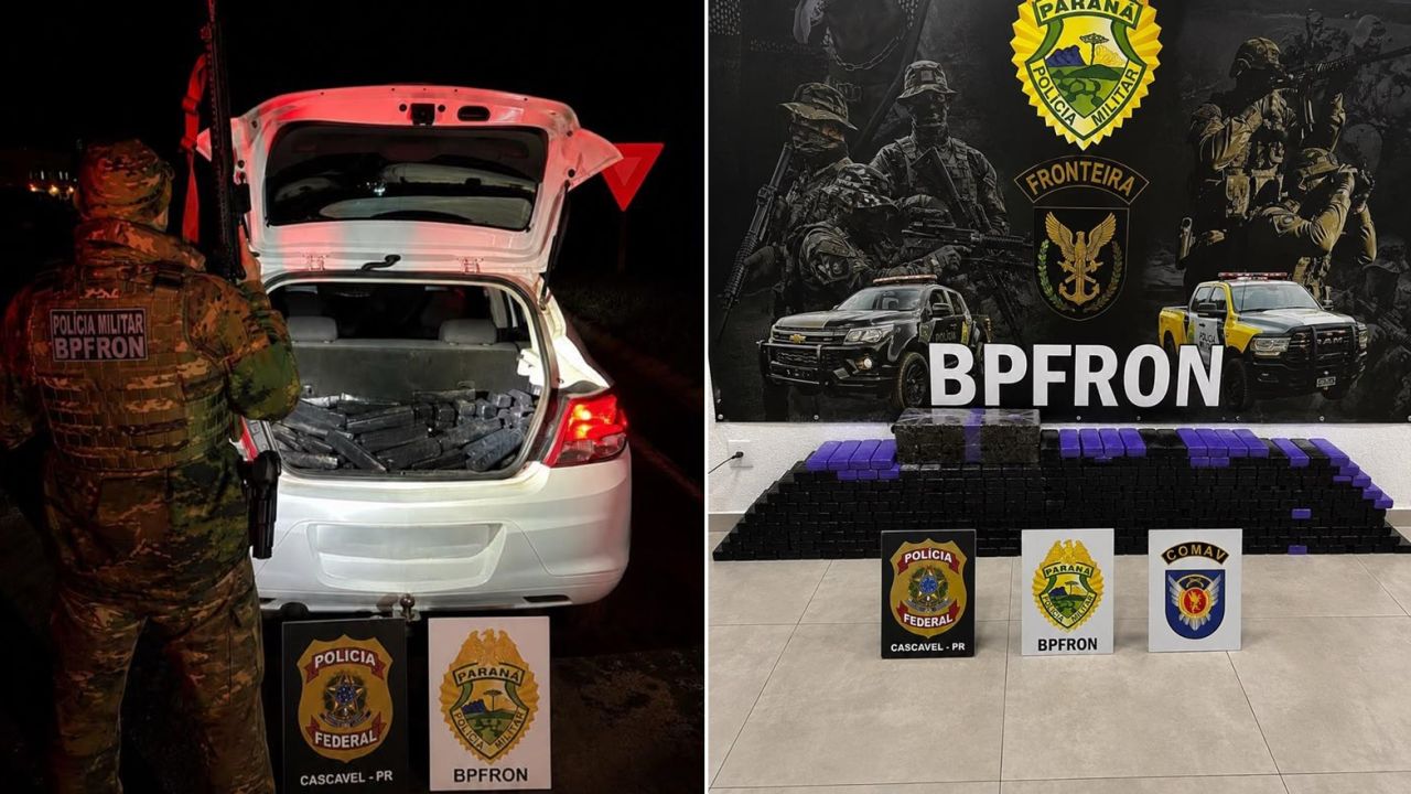 Ação entre BPFRON, Polícia Federal e COMAV intercepta carga de 256 kg de maconha na BR-277