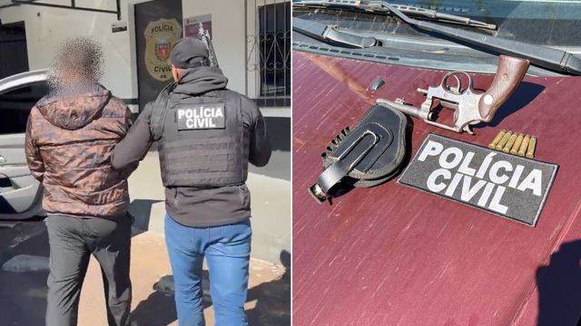 Homem é preso em flagrante após ameaçar trabalhadores com revólver em distrito de Matelândia