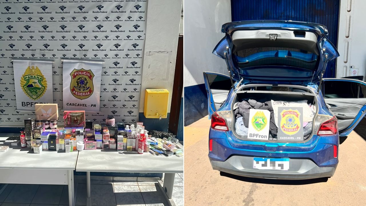 Medicamentos para emagrecimento, anabolizantes e perfumes são apreendidos na BR-277 durante ação integrada em Céu Azul