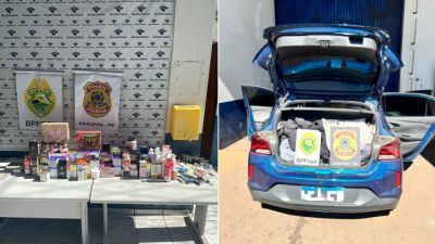 Imagem referente à notícia: Medicamentos para emagrecimento, anabolizantes e perfumes são apreendidos na BR-277 durante ação integrada em Céu Azul
