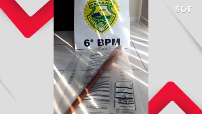 Imagem referente à notícia: Homem é preso por ameaça em caso de violência doméstica e polícia apreende maconha e taco de beisebol em Cascavel