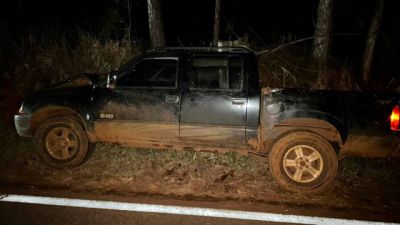 Imagem referente à notícia: Caminhonete bate em vaca na PR-180 entre Boa Vista da Aparecida e Juvinópolis; cinco pessoas escapam sem ferimentos