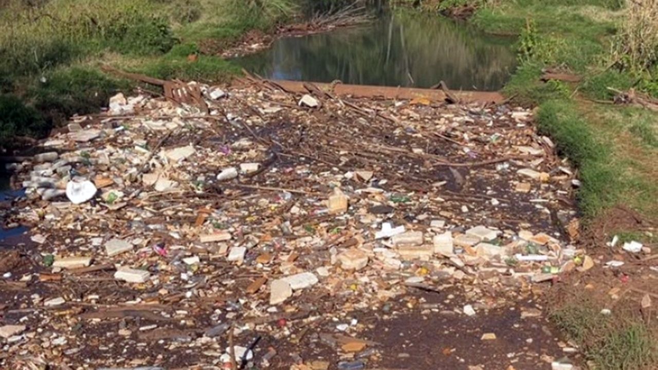 Rio Quati volta a acumular lixo e Prefeitura realiza nova limpeza para proteger manancial que abastece Cascavel