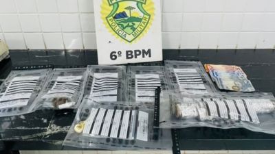 Imagem referente à notícia: Denúncia leva PM a prender dupla por tráfico de drogas e cumprir mandado de prisão em Cascavel