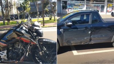 Imagem referente à notícia: Motociclista sem CNH foge após acidente em cruzamento com semáforo apagado em Cascavel