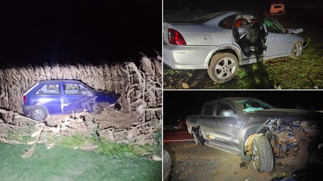 Acidente envolvendo três veículos deixa sete pessoas feridas na PR-497, em Itaipulândia