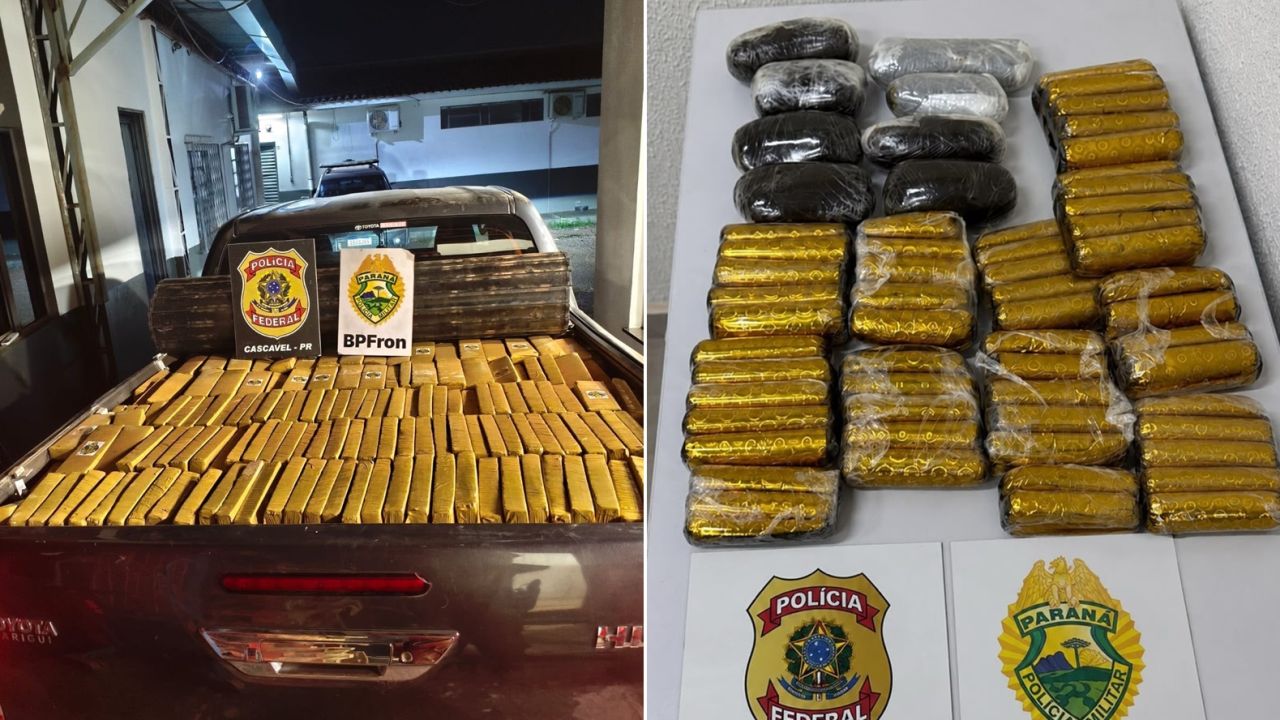 Ação integrada apreende mais de 1,1 tonelada de drogas, recupera Hilux furtada e prende quatro pessoas em Santa Tereza do Oeste