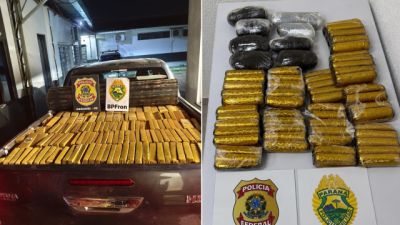 Imagem referente à notícia: Ação integrada apreende mais de 1,1 tonelada de drogas, recupera Hilux furtada e prende quatro pessoas em Santa Tereza do Oeste