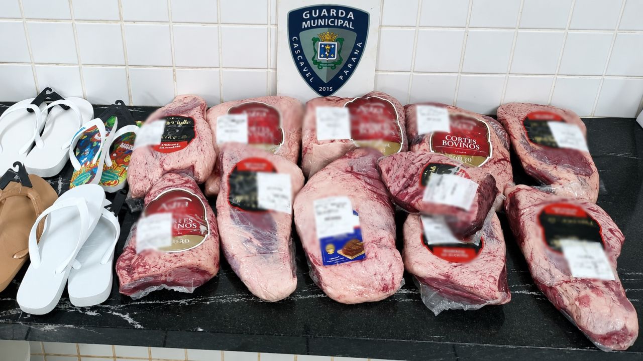 Adolescentes de 12 e 14 anos são apreendidos após tentativa de furto de R$ 1,3 mil em picanha em mercado de Cascavel