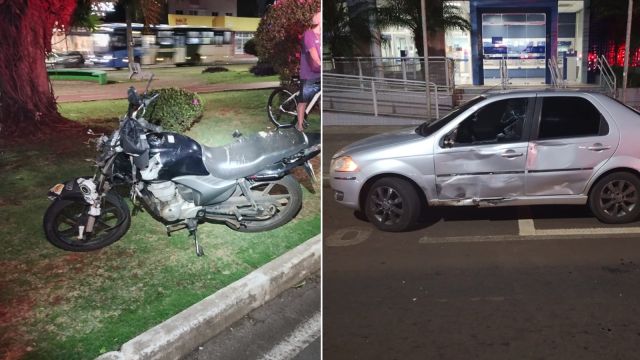 Motociclista sem CNH fica ferido após colisão com carro na Avenida Brasil, em Cascavel