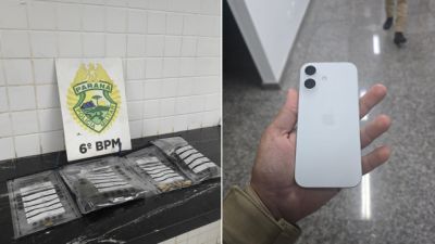 Imagem referente à notícia: PM prende homem com pistola 9mm no Interlagos e jovem é detido por receptação de iPhone em Cascavel
