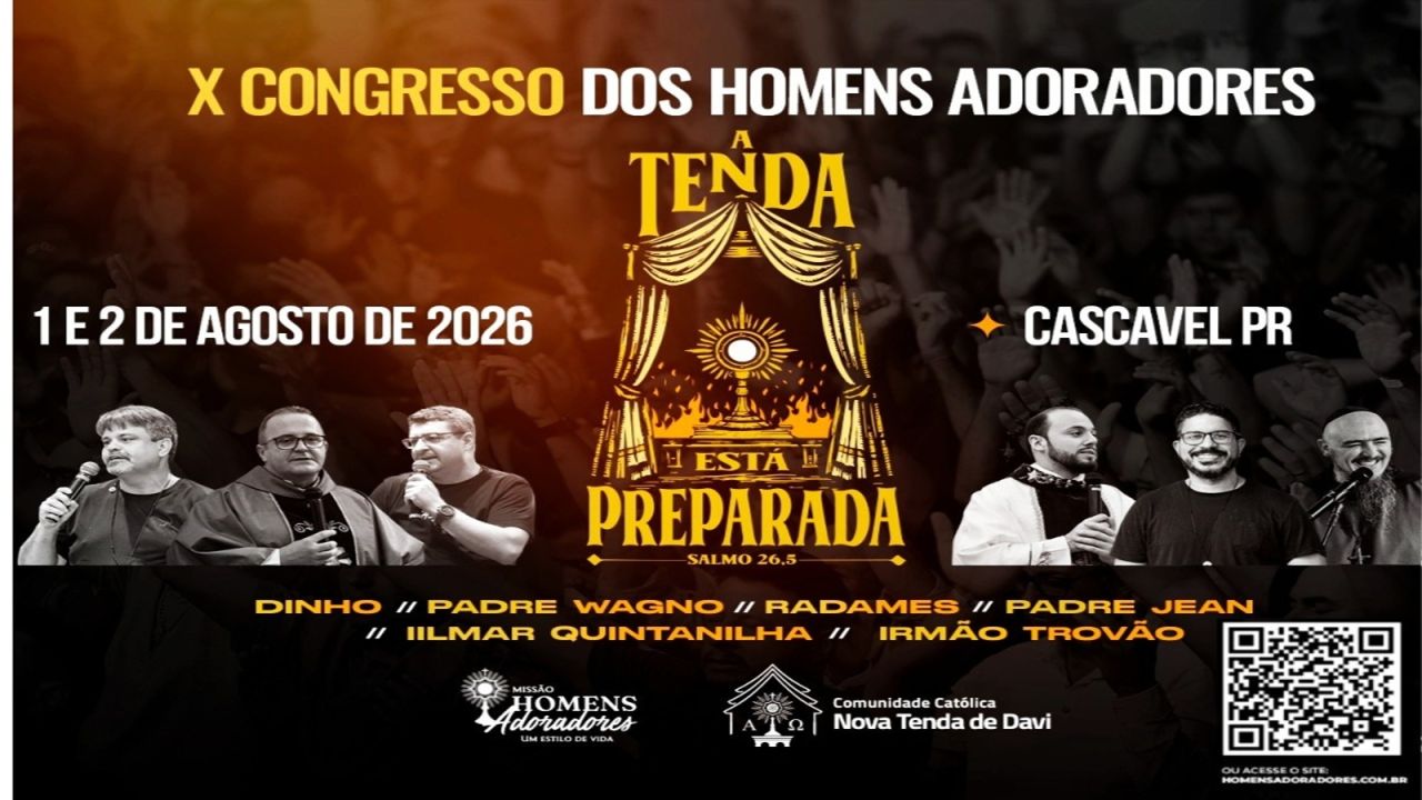 Congresso Homens Adoradores reúne fiéis em Cascavel com dois dias de oração, missas e adoração ao Santíssimo
