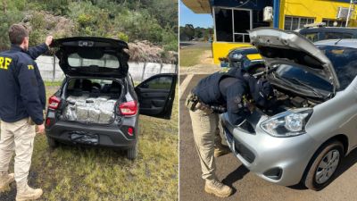 Imagem referente à notícia: PRF apreende 100 quilos de capulho após perseguição e recupera carro roubado em ações no Paraná
