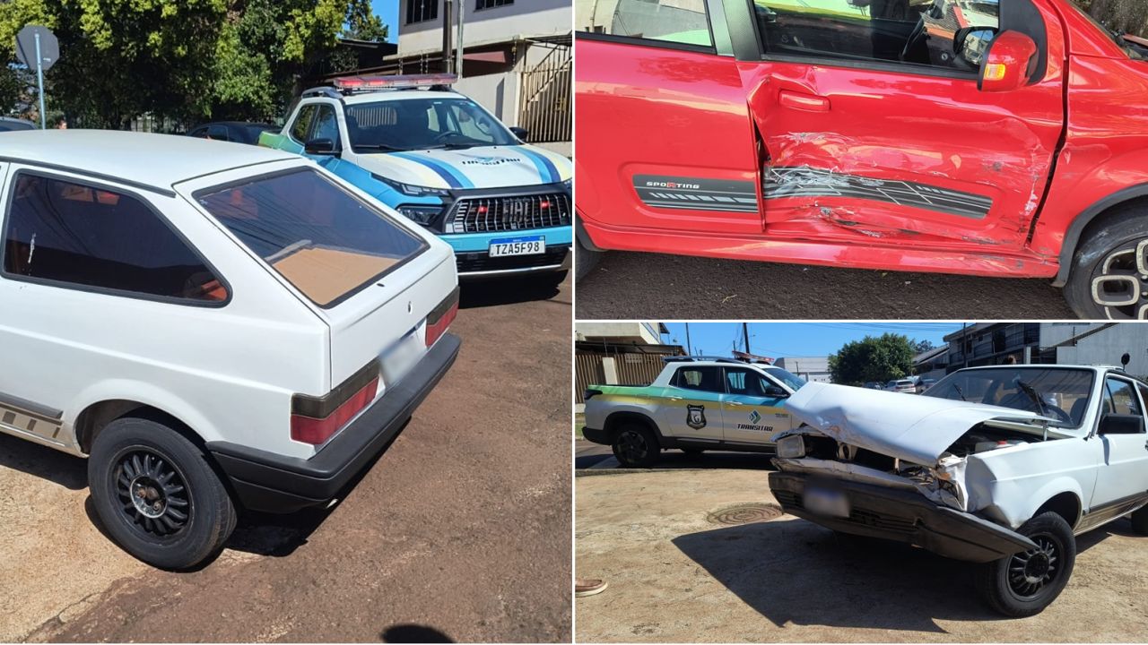 Colisão entre Gol e Uno é registrada em cruzamento do bairro São Cristóvão, em Cascavel