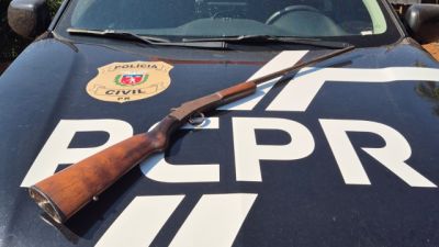 Imagem referente à notícia: Idoso é preso em flagrante por posse irregular de espingarda durante operação da Polícia Civil em Espigão Alto do Iguaçu