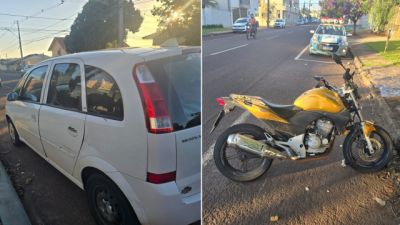 Imagem referente a notícia: Colisão entre carro e moto deixa duas pessoas feridas no Parque São Paulo; motoristas não tinham CNH