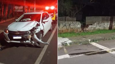 Motorista abandona carro após bater em muro e veículo é recolhido ao pátio do Detran em Cascavel