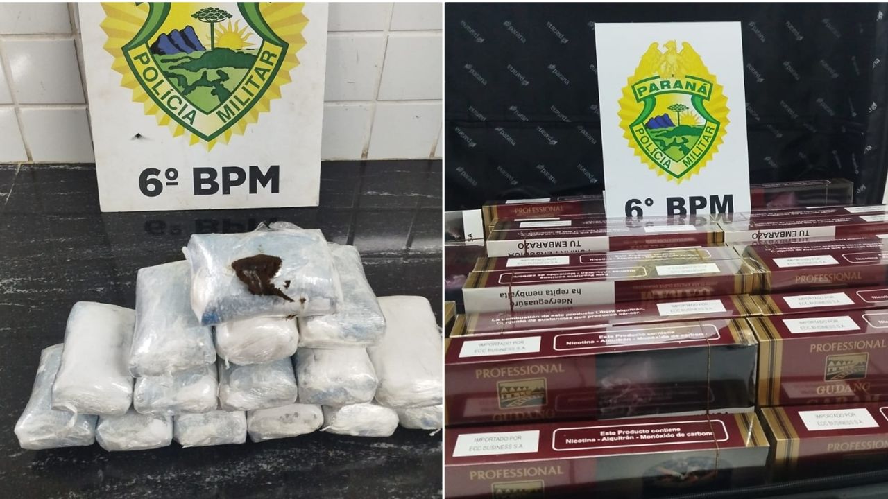 Operação Protetor apreende mais de 3 kg de haxixe e 75 pacotes de cigarros contrabandeados na BR-277