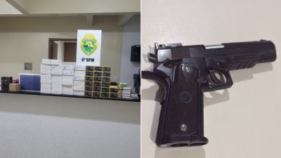 PM apreende carga de eletrônicos sem nota fiscal e simulacro de pistola em ações no Oeste do Paraná
