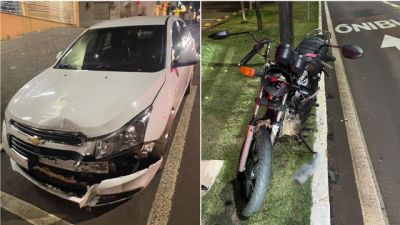 Motociclista fica ferido após colisão frontal com carro no Centro de Cascavel