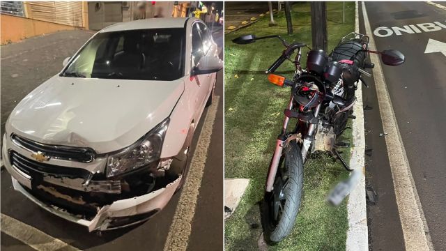 Motociclista fica ferido após colisão frontal com carro no Centro de Cascavel
