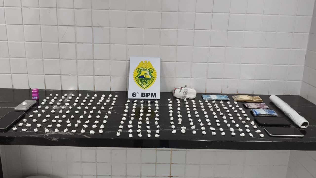 Jovem é preso com 583 gramas de cocaína e munição de 9 mm durante operação do Choque em Cascavel