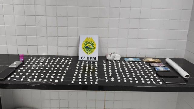 Jovem é preso com 583 gramas de cocaína e munição de 9 mm durante operação do Choque em Cascavel