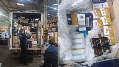PRF e Receita Federal apreendem haxixe, skunk e mercadorias ilícitas em carga na BR-277, em Cascavel
