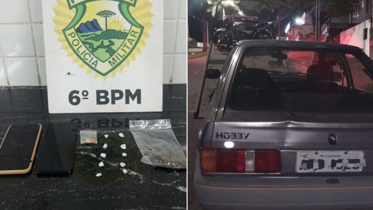 PM recupera veículo furtado e prende dois por tráfico de drogas em Cascavel